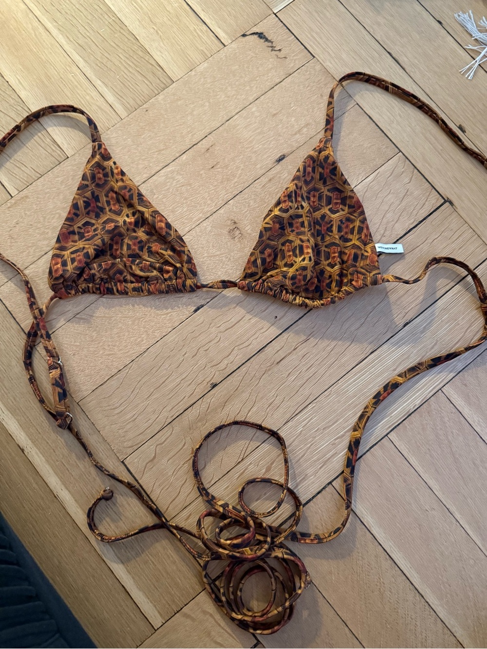 Weworewhat Cooper Bikini Top in Tortoise Shell